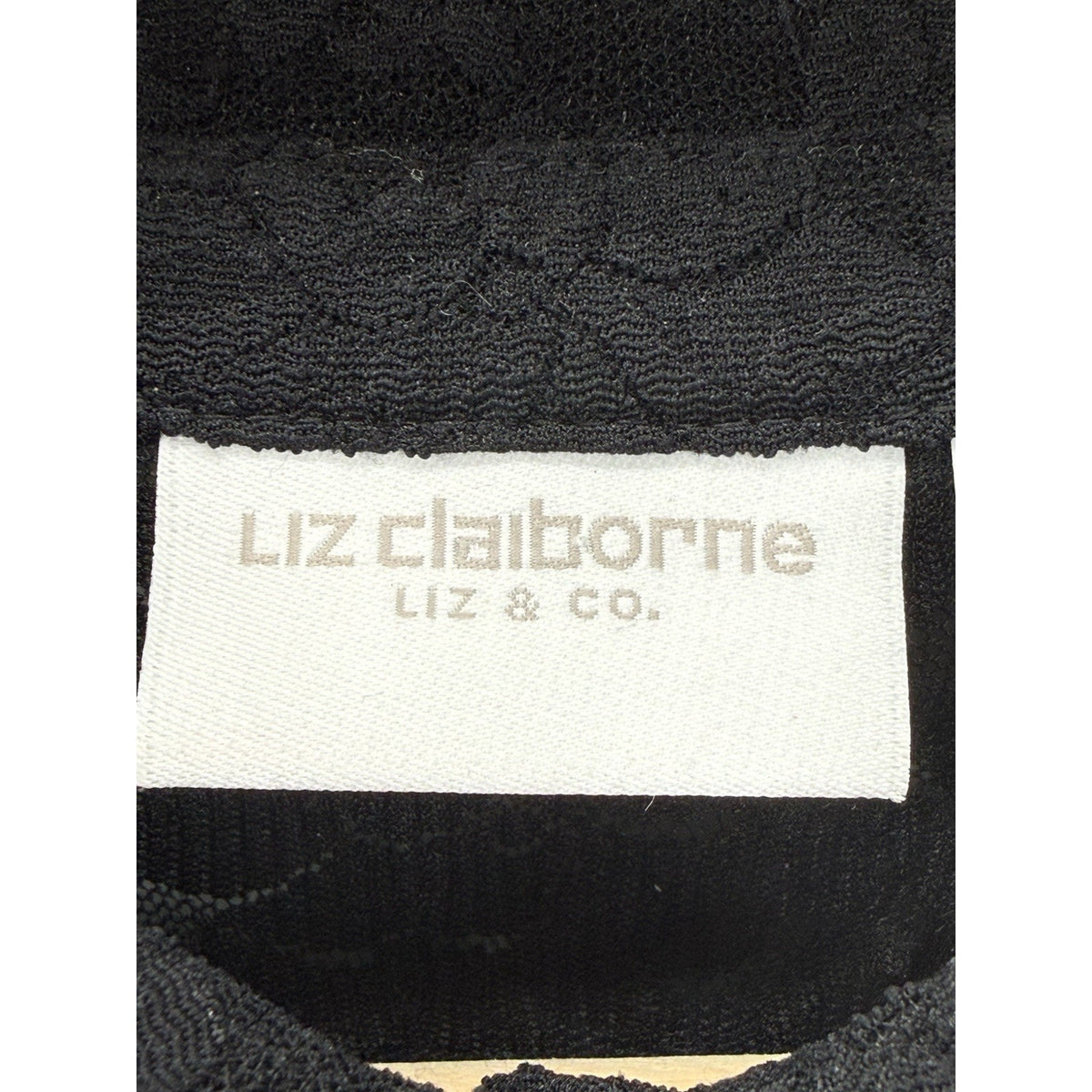 Liz Claiborne Lace Blouse Womens S Black Button Front Sheer Floral Top
