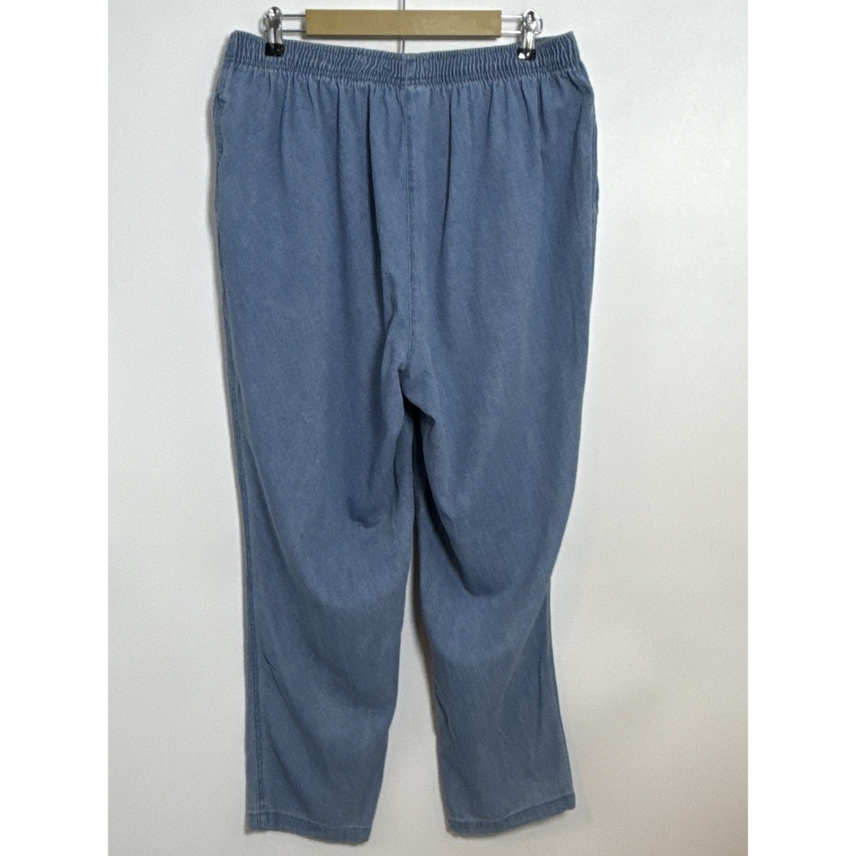 Woman Within Womens 20W Blue Cotton Denim Pull On Pants Elastic Waist 29 Inseam
