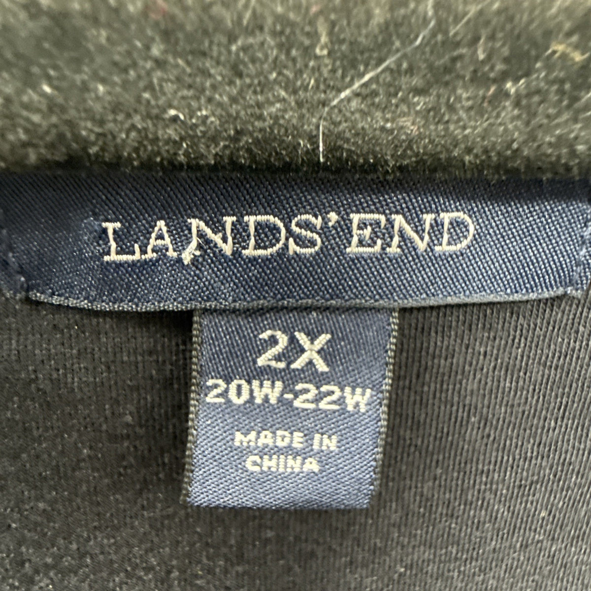 Lands’ End Plus Size 2X Faux Wrap Knit Dress Black Casual Sleeveless
