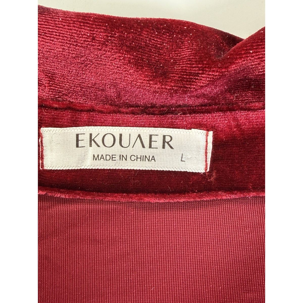 Ekouaer Velvet Button Up Shirt Red L Soft Lounge Holiday Top Womens