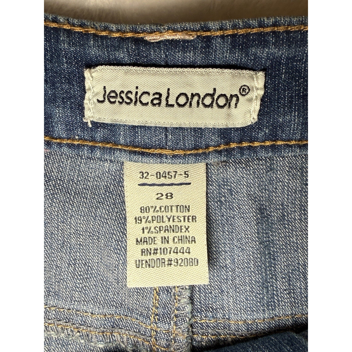 Jessica London Women Blue Jean Denim Skirt Size 28 Zip Button Front Cotton Blend