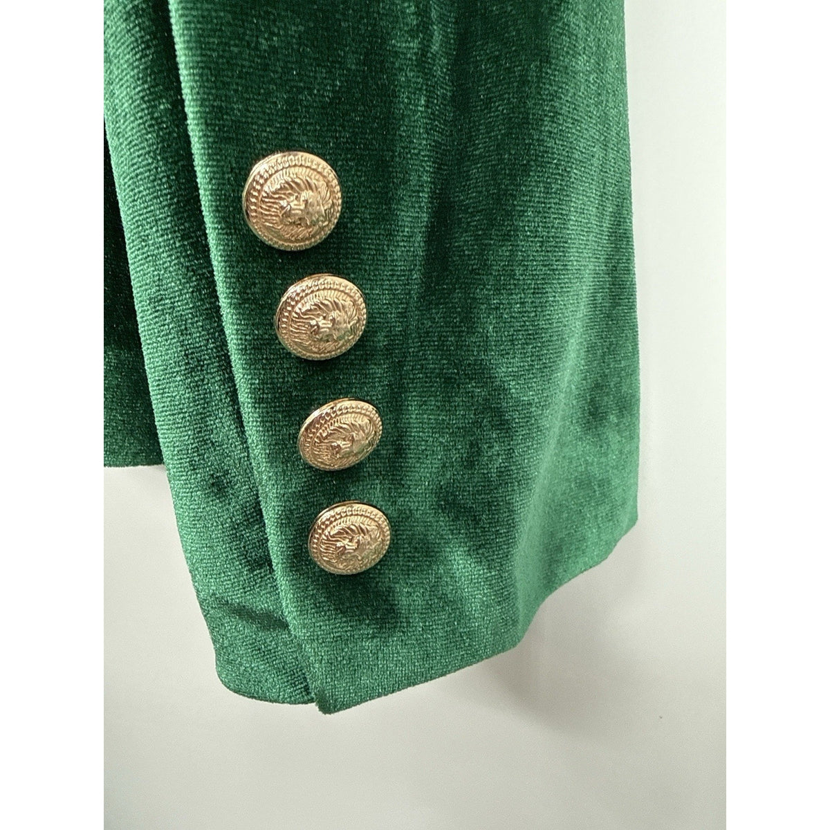 Green Velvet Blazer Womens XL 18 Single Button Gold Buttons Jacket Holiday