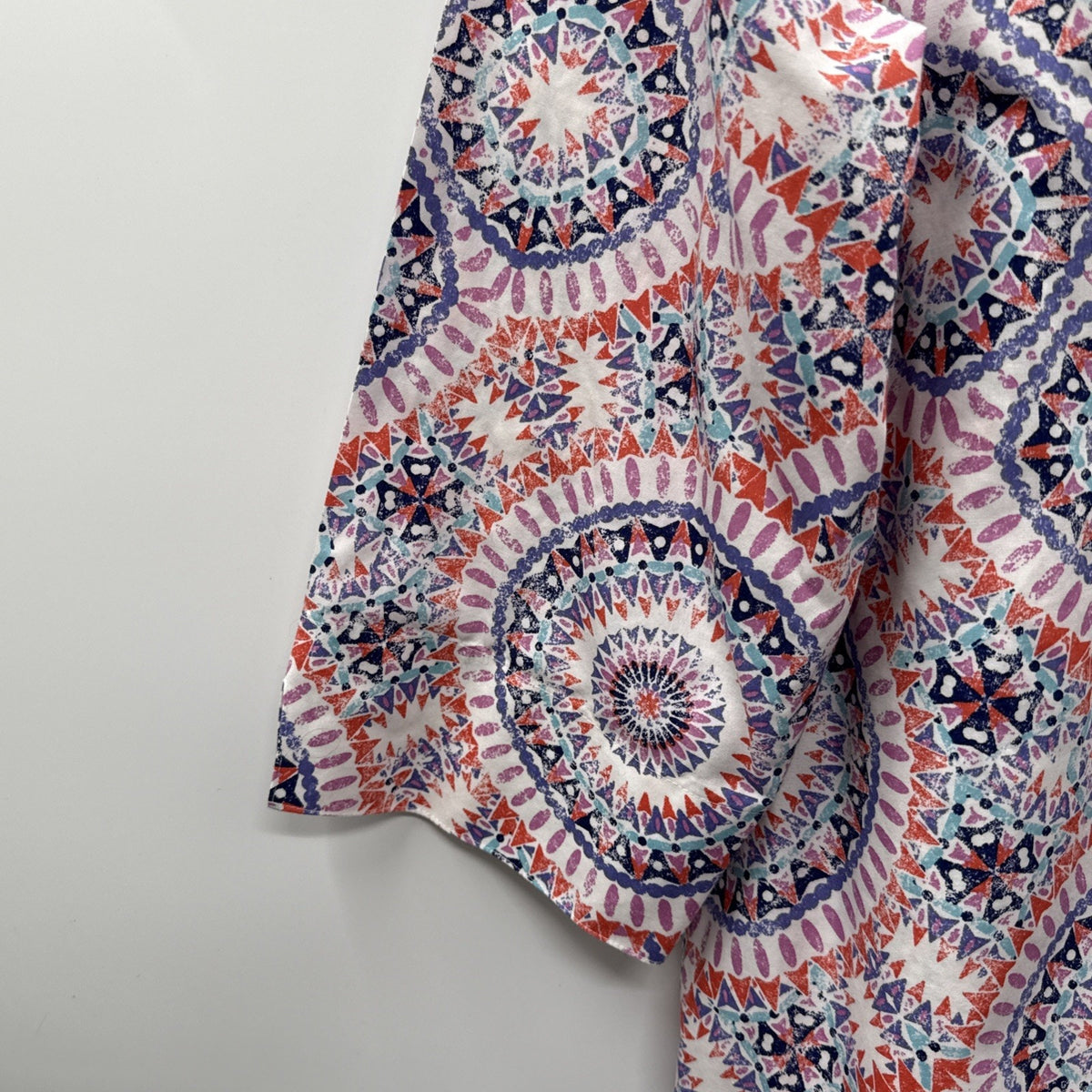 Chicos 3 Womens Geometric Colorful Button Up 3/4 Sleeve Blouse Sz XL