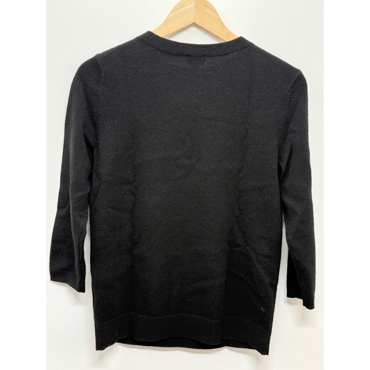 Talbots Pure Cashmere Black Crewneck Sweater Women’s Medium 3/4 Sleeve