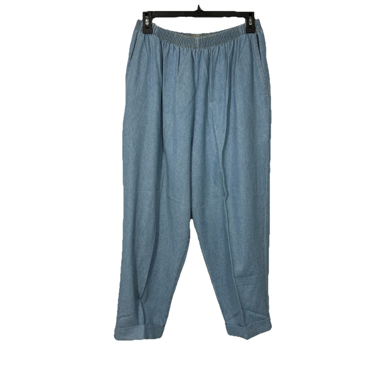 Wildflowers USA Pull On Denim Pants Large Cotton Cropped Tapered Cuffed Blue