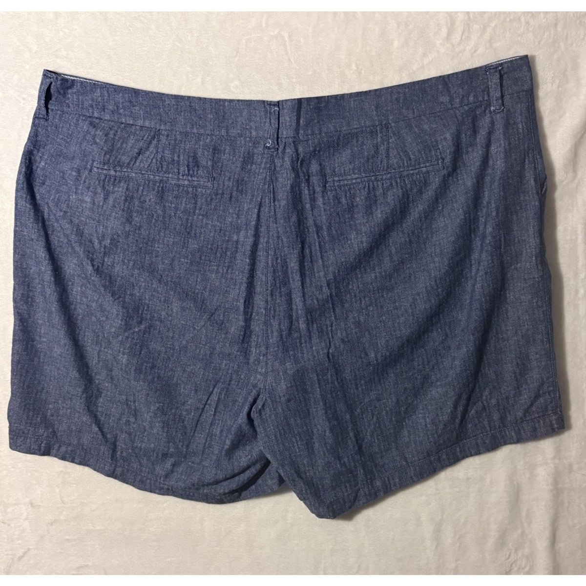 Old Navy 26 Plus Linen Blend Chambray Shorts Blue Casual Women’s 26W Pockets