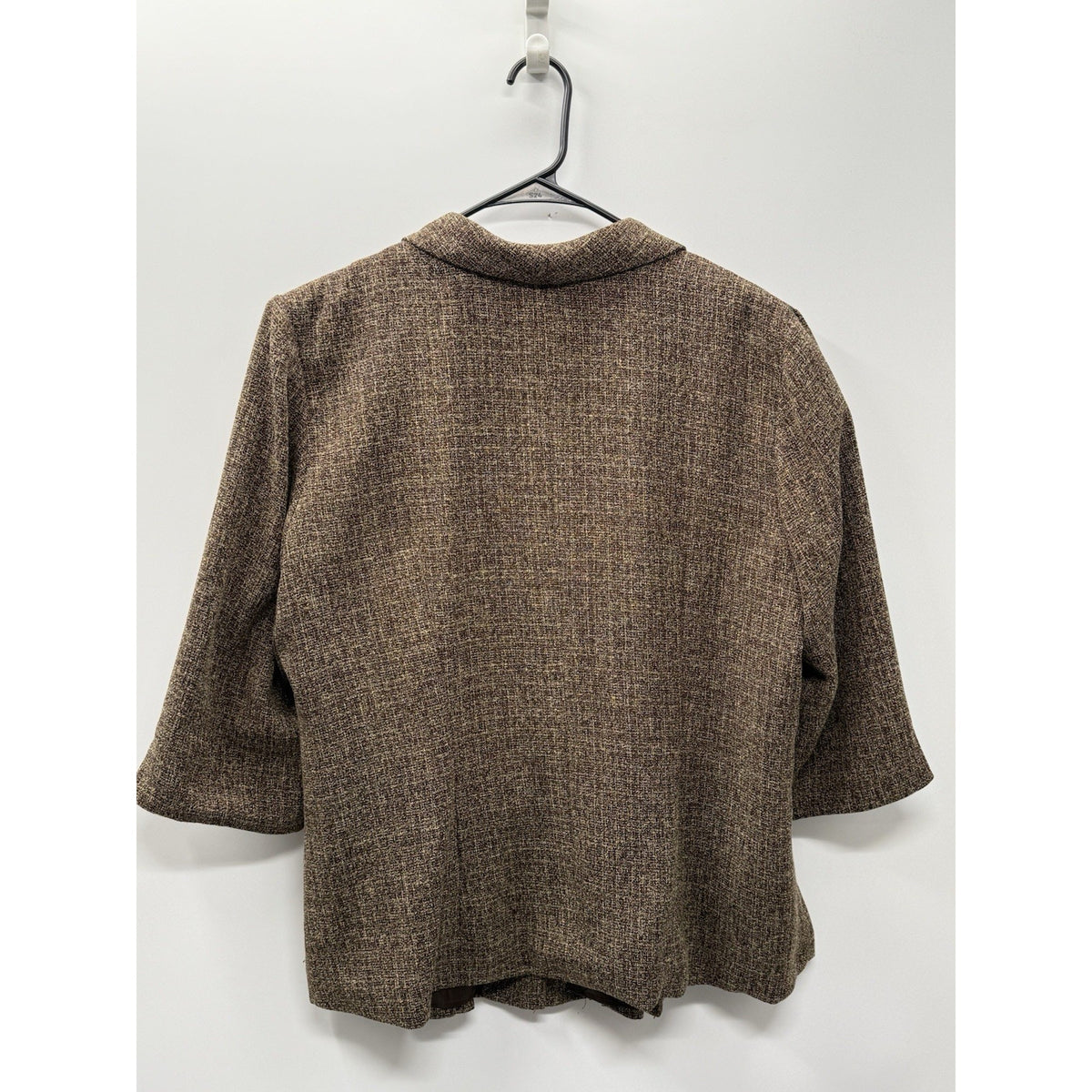 Danny & Nicole Blazer Women 16W Brown Tweed Pleated Plus Size Career Jacket