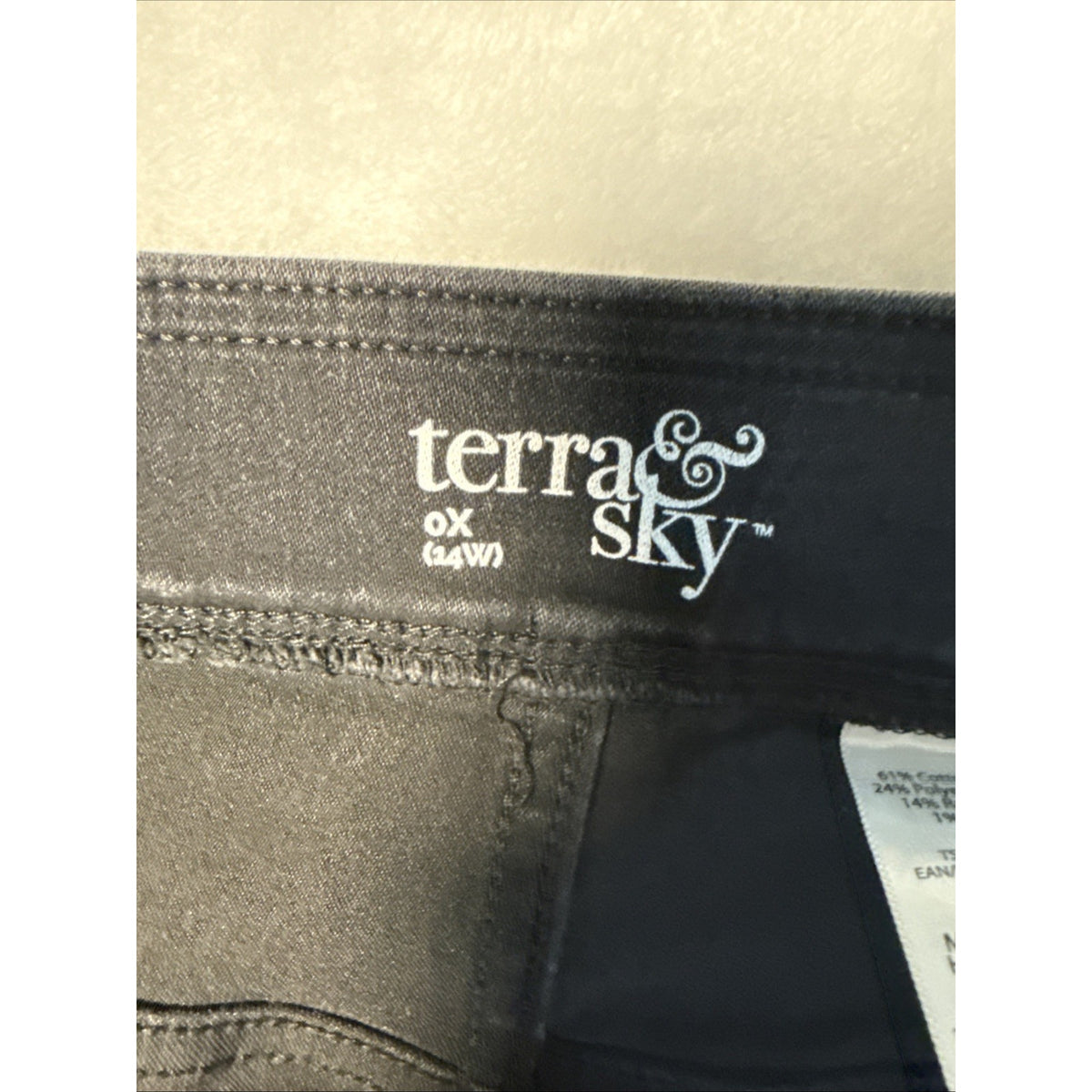Terra & Sky Jegging Jeans Womens 0X 14W Black Wash High Rise Pull On Denim