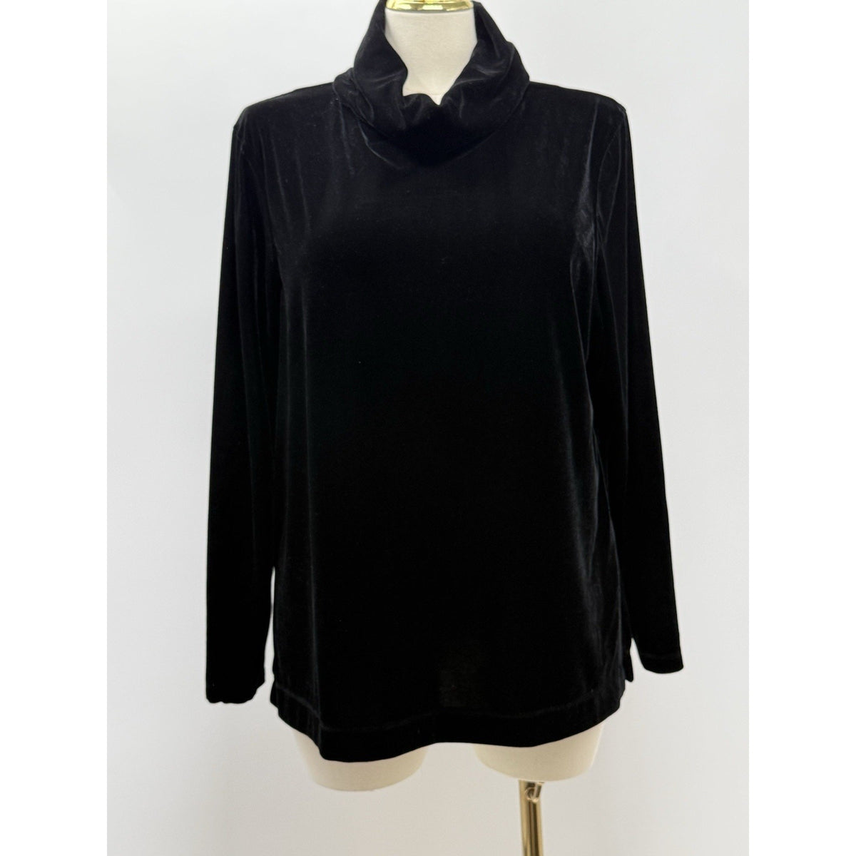 Hartman Studio Women Size XL Black Silk Velvet Cowl Neck Tunic Top Goth Y2K