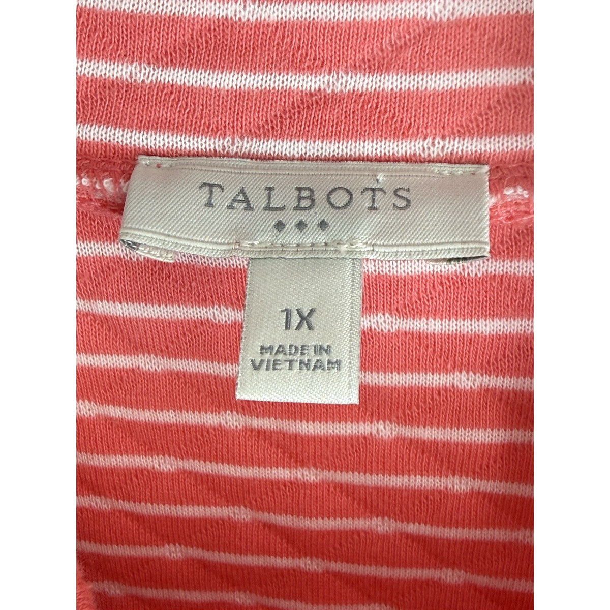 Talbots Women’s Quilted Zip Front Vest Pink Stripe Lined Size 1X