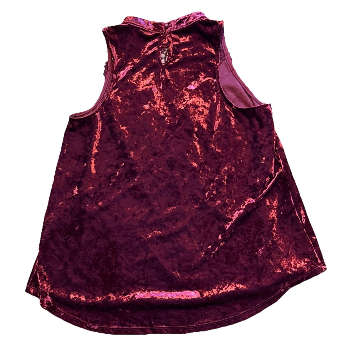 NOBO No Boundaries Mock Neck Velour Lace Top Sz M Red Sleeveless Vamp Whimsigoth