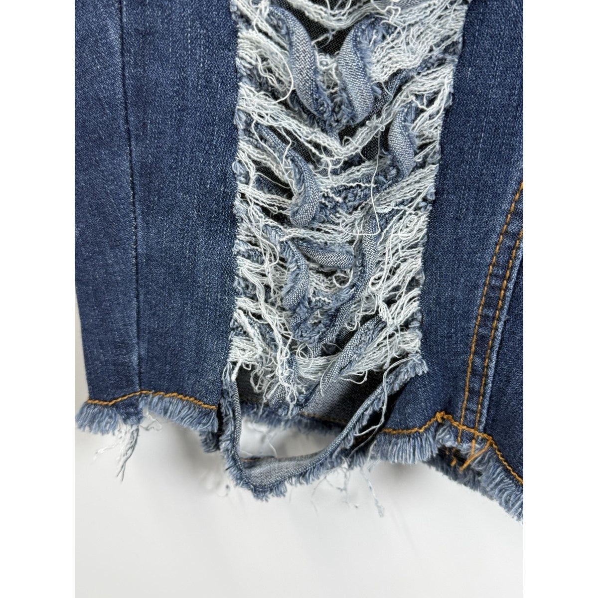 Ashley Stewart Plus Size 16 Distressed Denim Bermuda Shorts Raw Hem Grunge