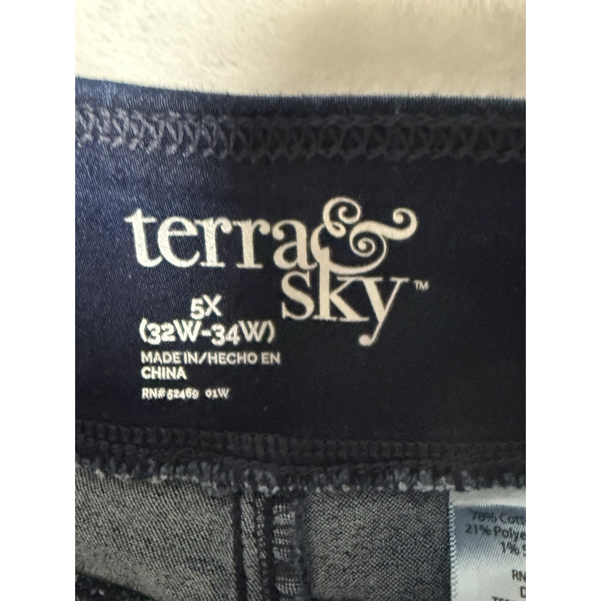 Terra & Sky 5X Pull On Blue 28” Inseam Jegging Jeans Plus Sz Faux Pocket 32W-34W