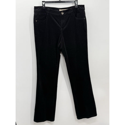 DKNY Jeans Women Black Corduroy Pants Size 14 Five Pockets Casual Cotton/Spandex