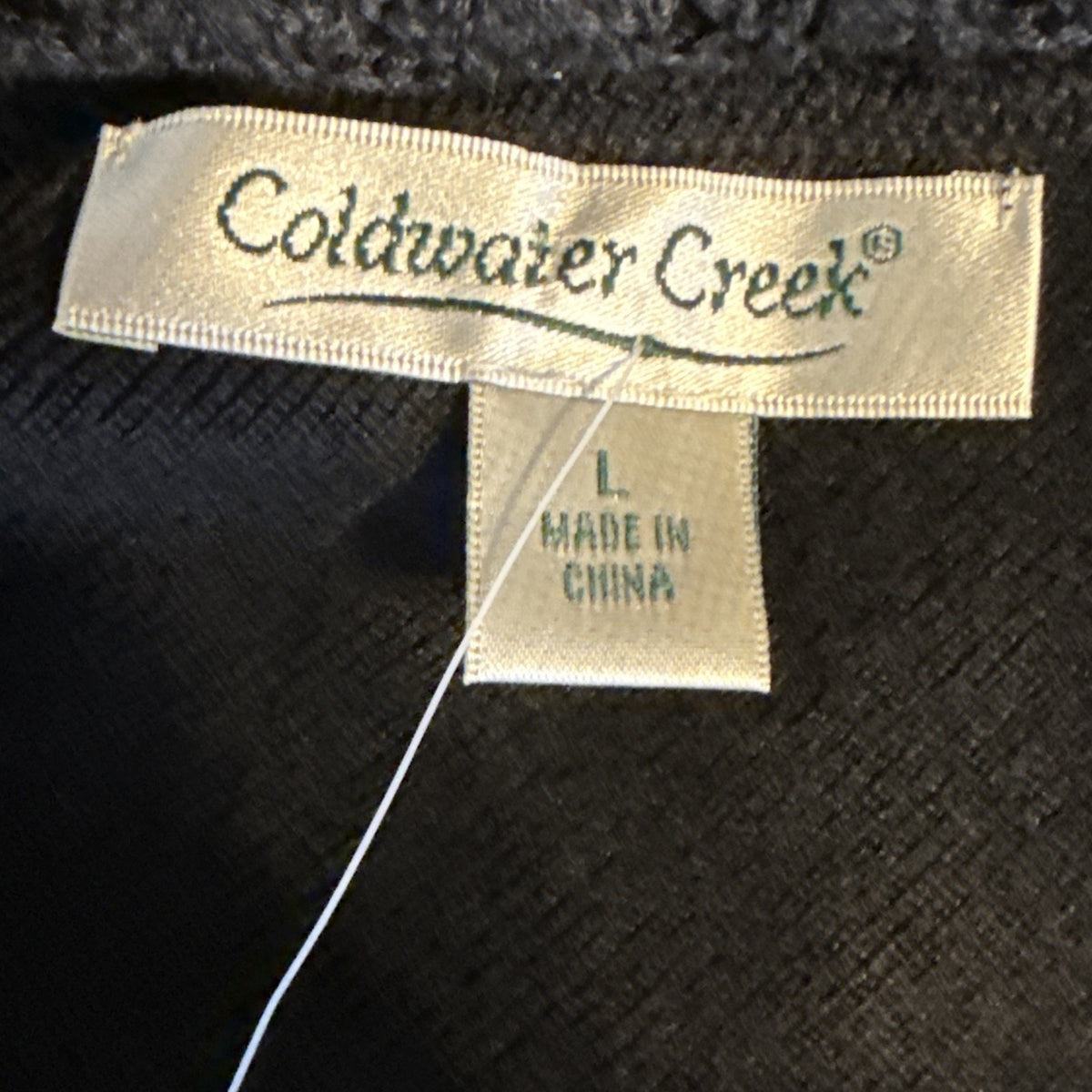 Coldwater Creek Sweater Black Size Large Crochet Wide V-neck Soft NWT