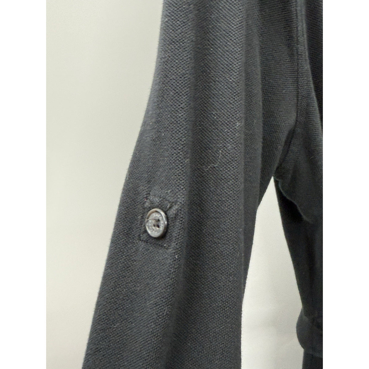 American Living Black Shirt Dress Belted Button Front Roll Tab Sleeve Medium