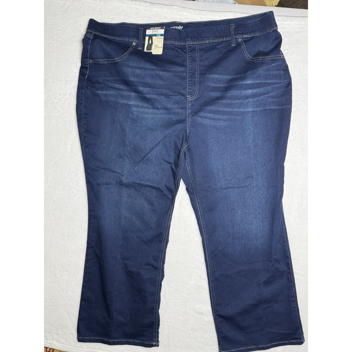 Terra & Sky High Rise Pull On Bootcut Jeans Womens 4X 28W-30W Blue Stretch Denim