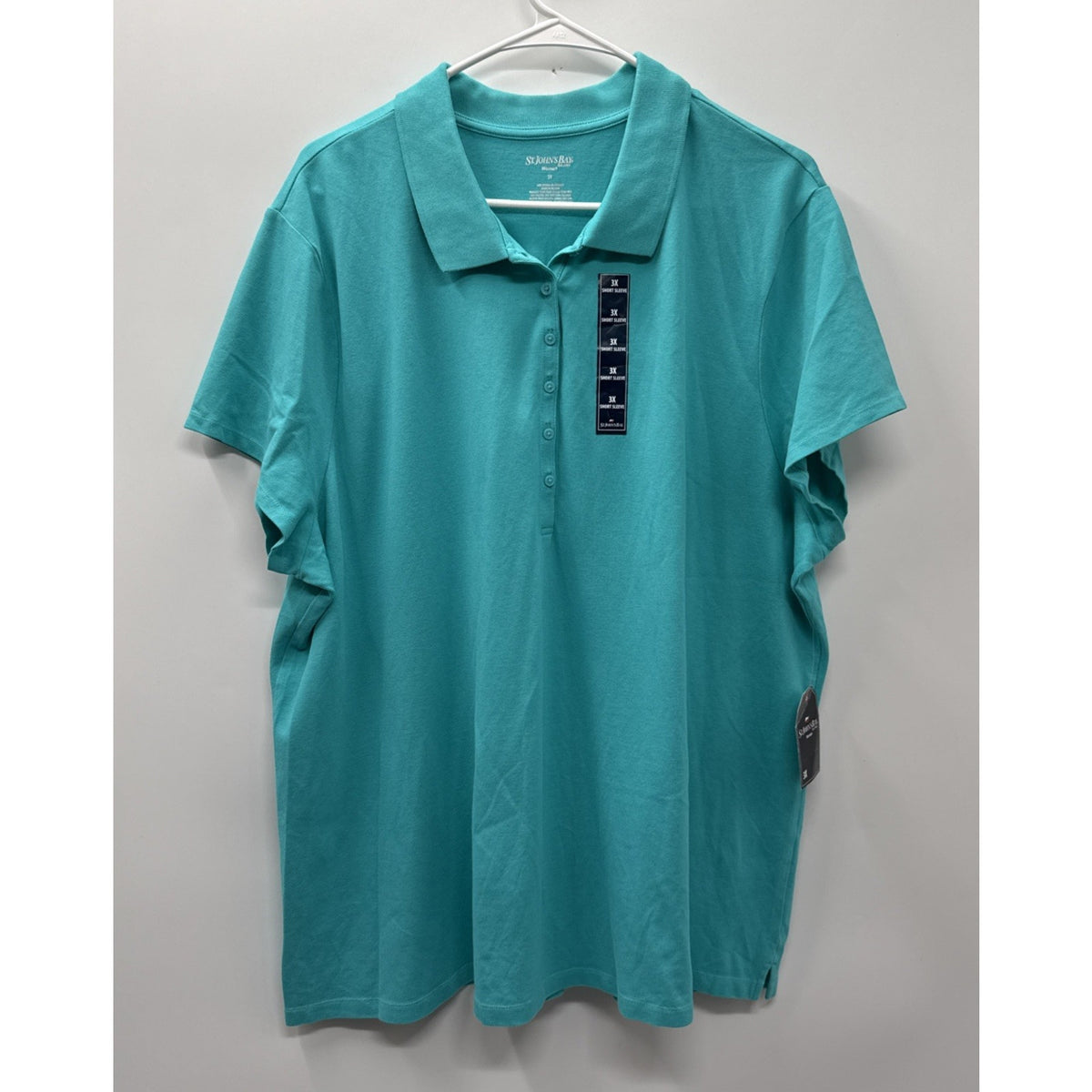 St Johns Bay Women's Classic Fit Blue Polo - Plus Size 3X Short Sleeve NWT