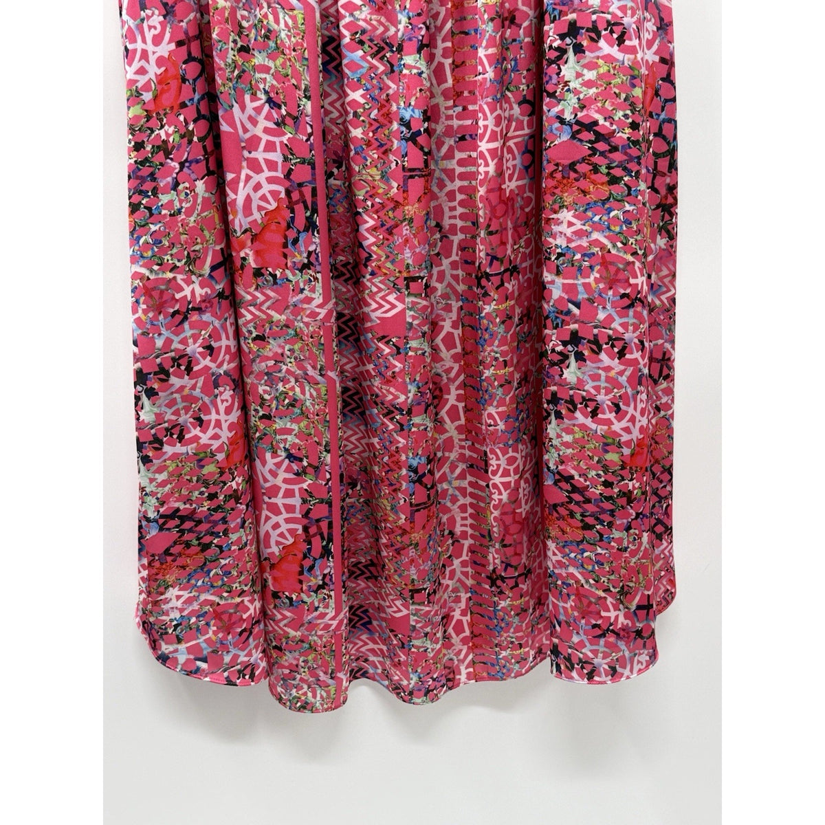 Cynthia Rowley Pink Multicolor Print High Low Dress Womens Size 8 V Neck