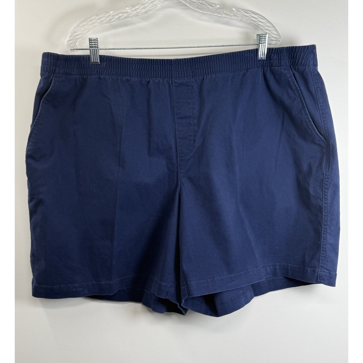 Lands’ End Womens Pull On Shorts 24W Navy Blue Elastic Waist Mid Rise Stretch