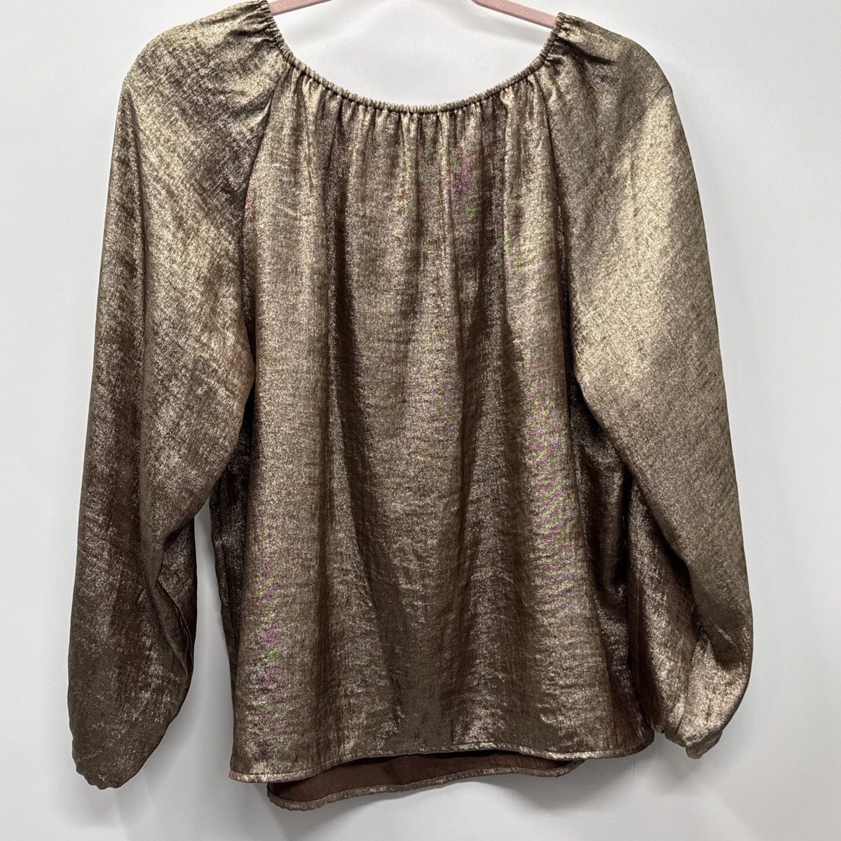 LOFT wide neck bronze metallic swing blouse - Women’s Size Large Petite ￼
