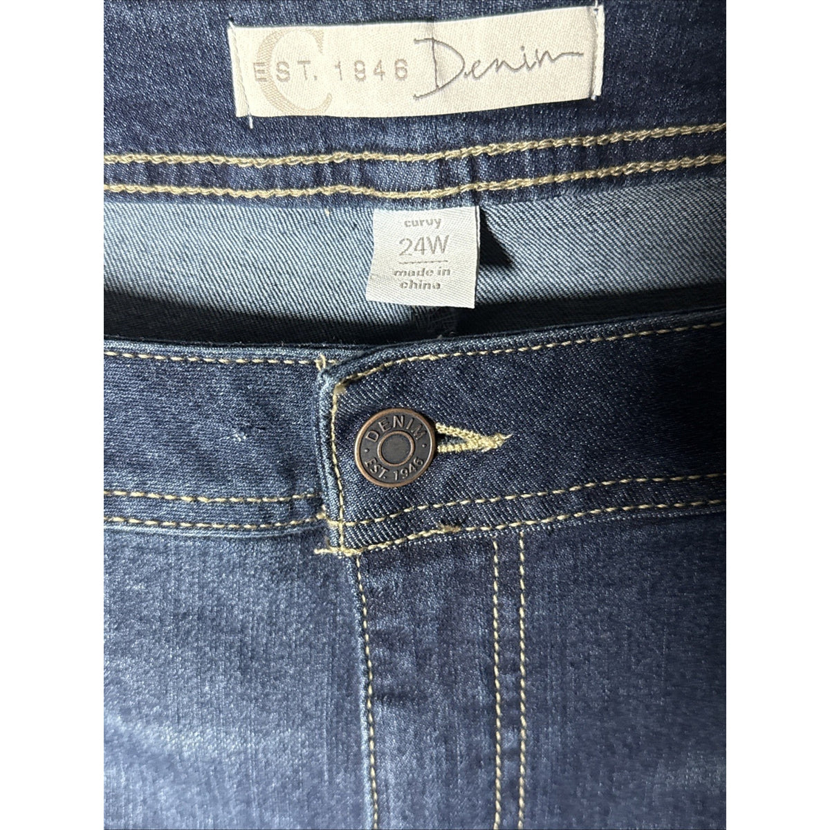 Cato Jeans Women Plus Size 24W Curvy Dk Wash 5 Pocket Straight Leg