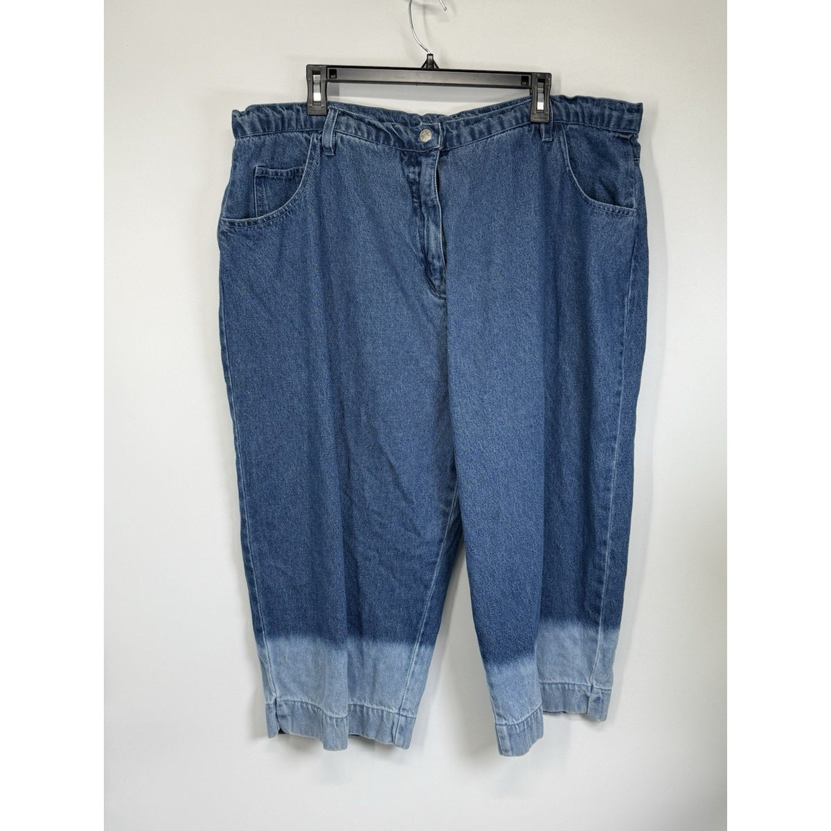 Erica Brooke Plus 18 High Rise Denim Capris Ombre Hem Zip Fly Cotton Pants