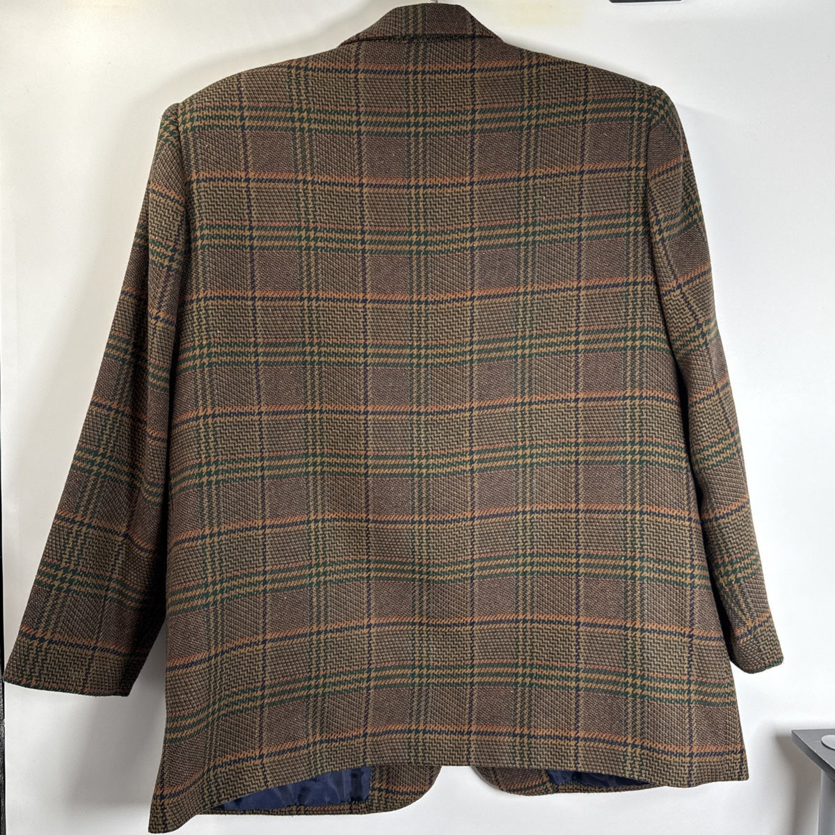 Sag Harbor Woman 20W Wool Blend Plaid Blazer Vintage Brown Green Tweed Jacket