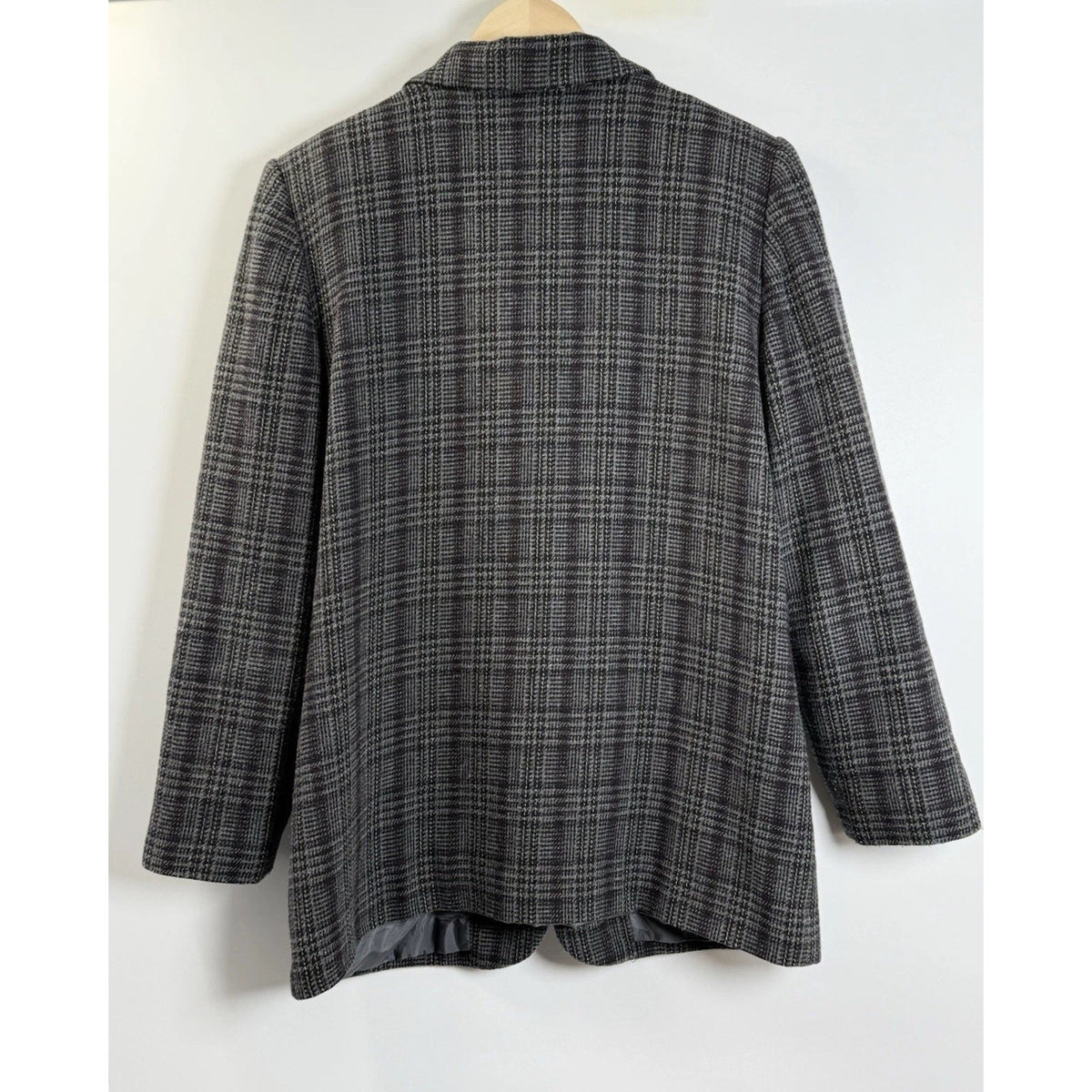 Sag Harbor Wool Blend Plaid Blazer Jacket Size 10 Gray Academia Classic