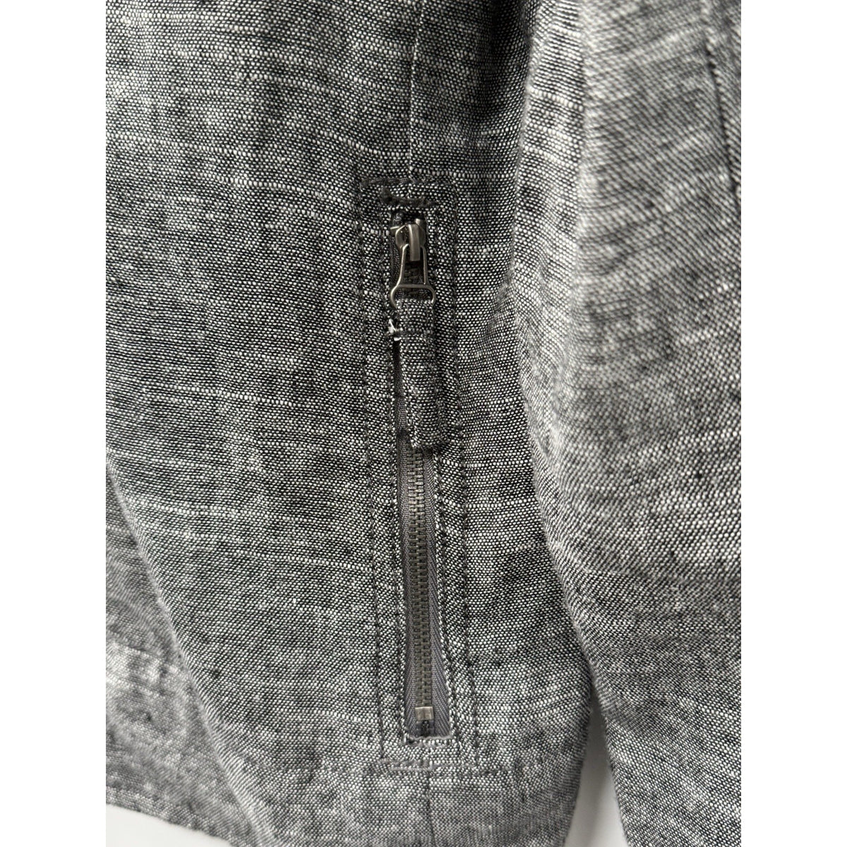 MAX STUDIO Linen Blend Moto Jacket Women’s L Gray Asymmetrical Zip