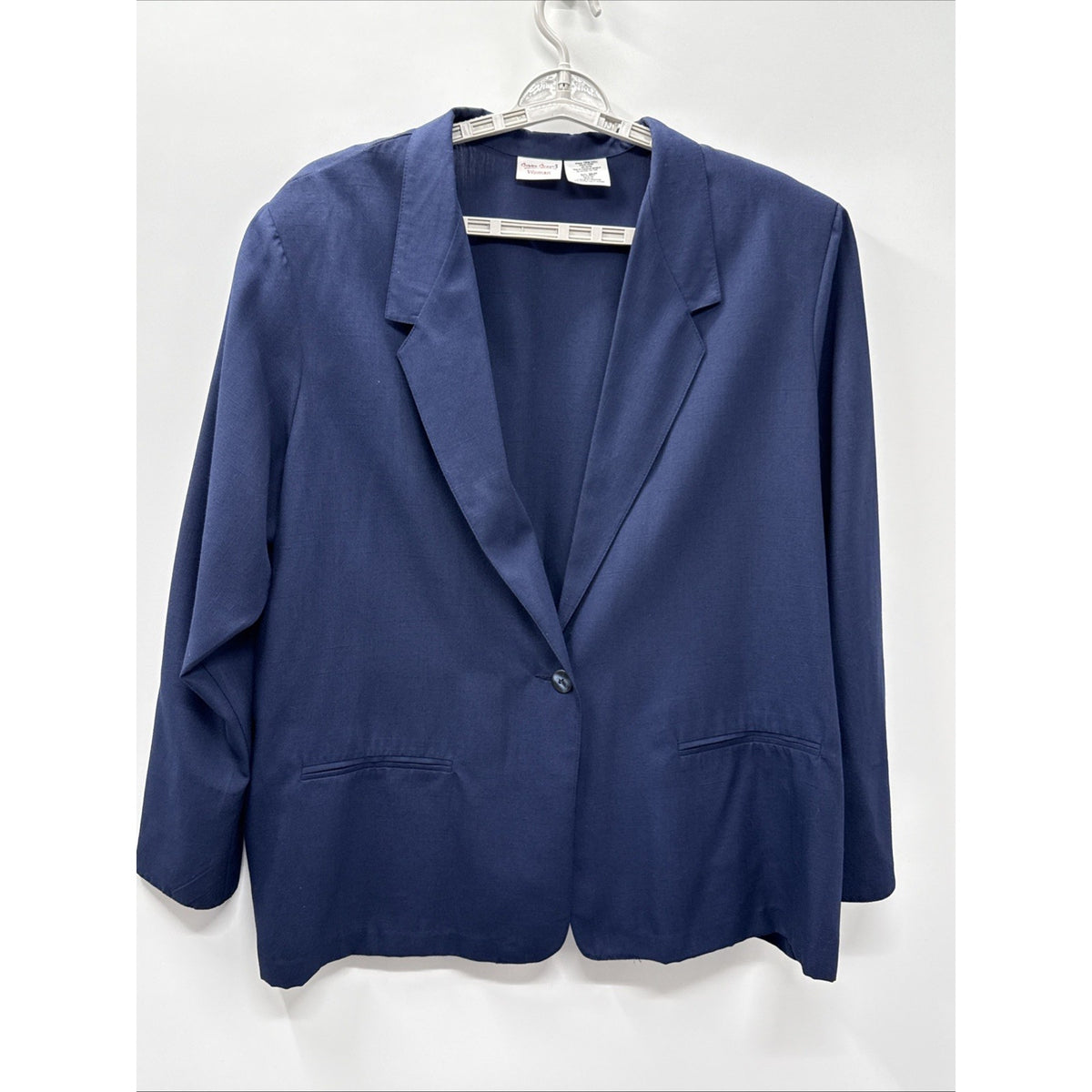 Bobbie Brooks Woman Blazer Jacket Plus Size 18W/20W Blue Long Sleeve One Button