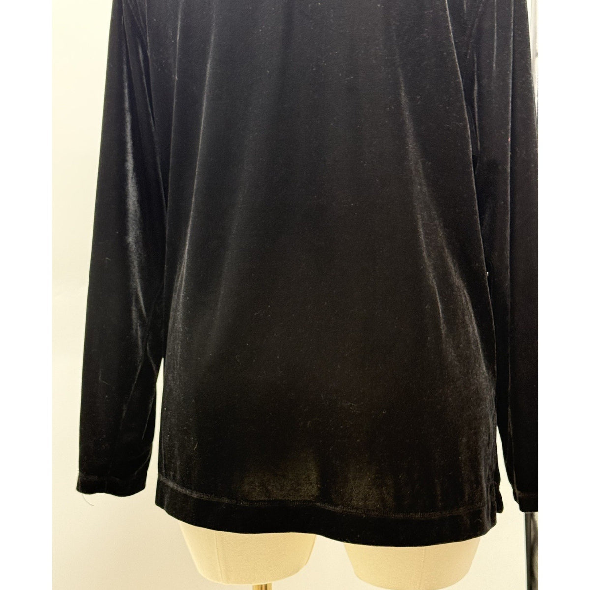 Hartman Studio Women Size XL Black Silk Velvet Cowl Neck Tunic Top Goth Y2K