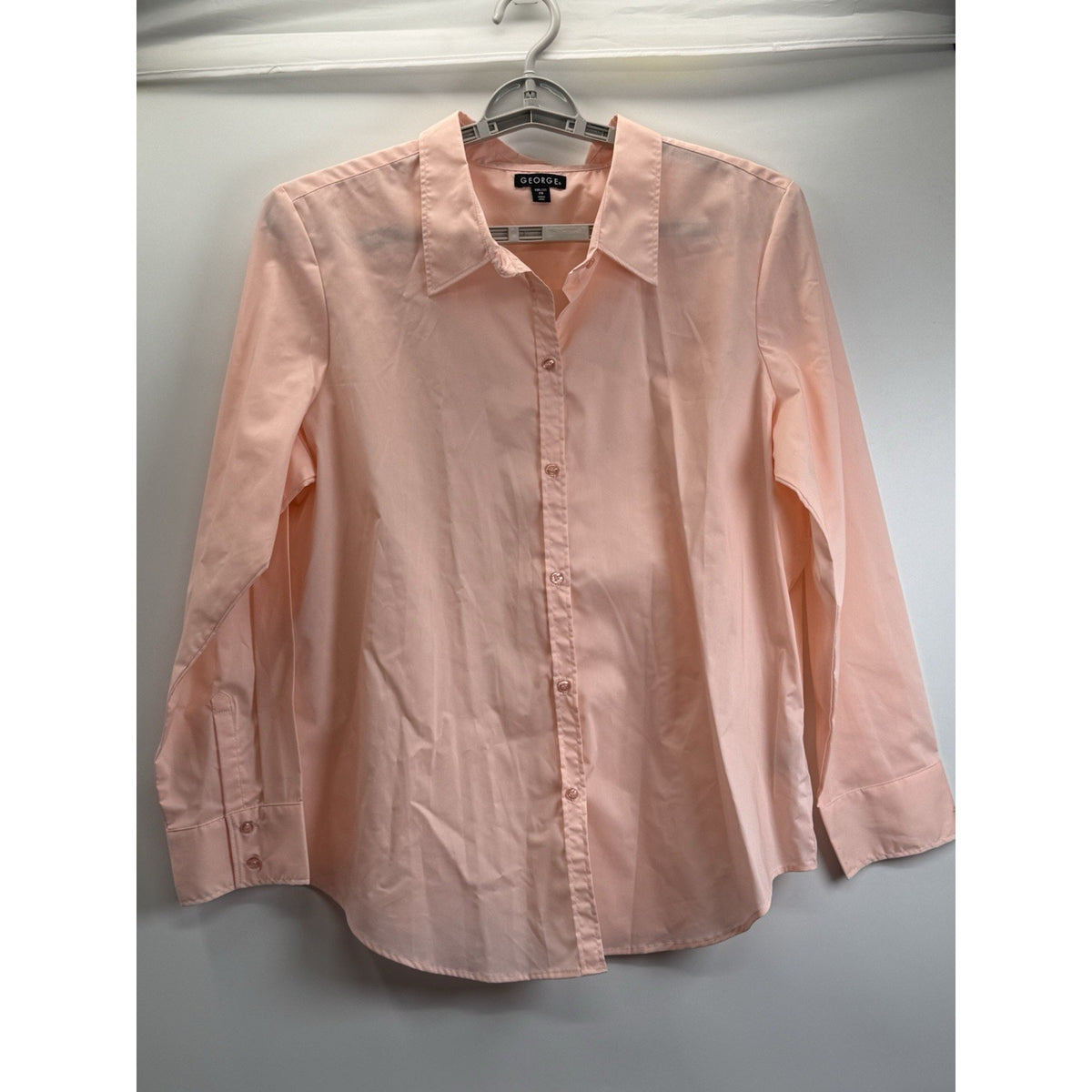 George Pink Button Front Stretch Career Blouse Women’s 2X 20 Office Classic Top