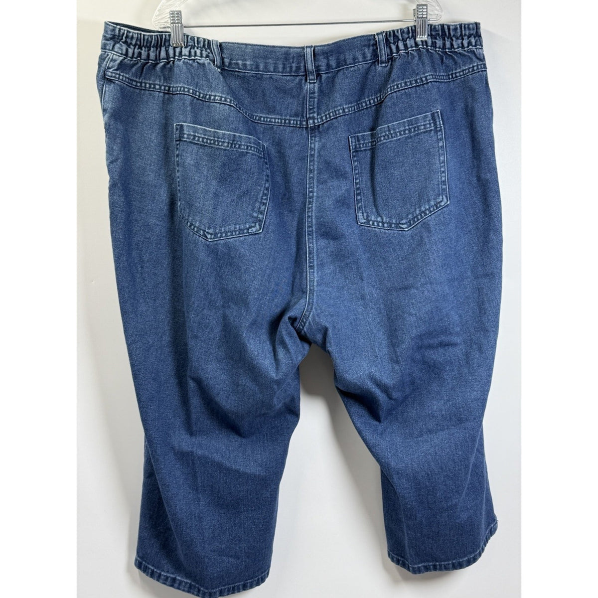 Woman Within Denim Capri Jeans Plus Size 26W Side Elastic Waist 100 Cotton