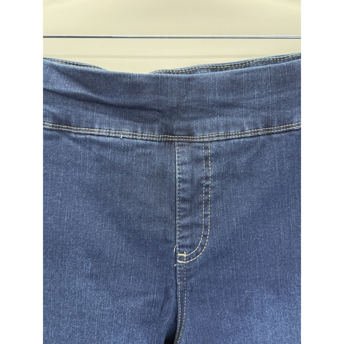 Terra & Sky Pull On Denim Pants 2X Petite 20W-22W Stretch Dark Wash Plus