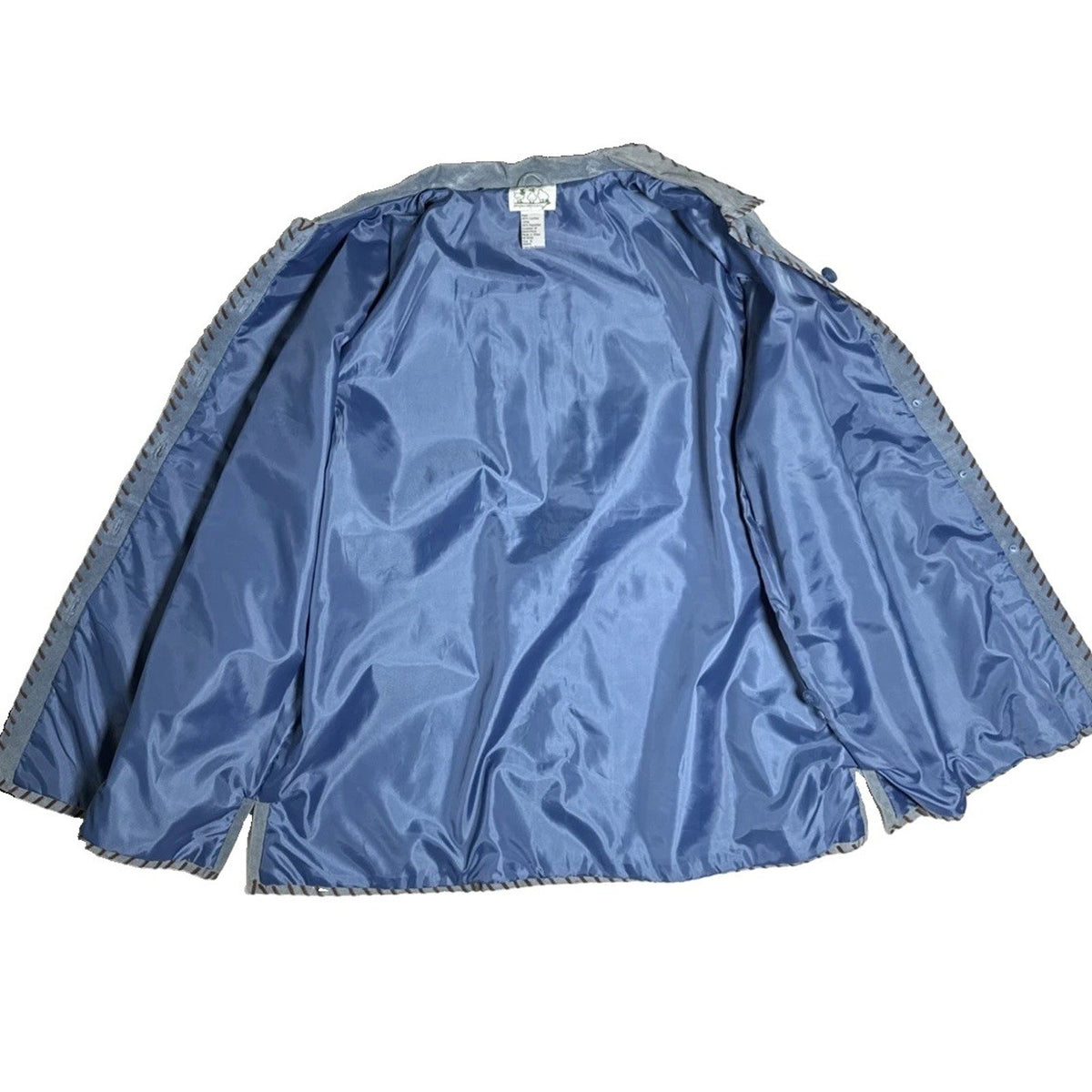 QUACKER FACTORY Womens Blue Suede Leather Red Roses Jacket Coat - Sz XL