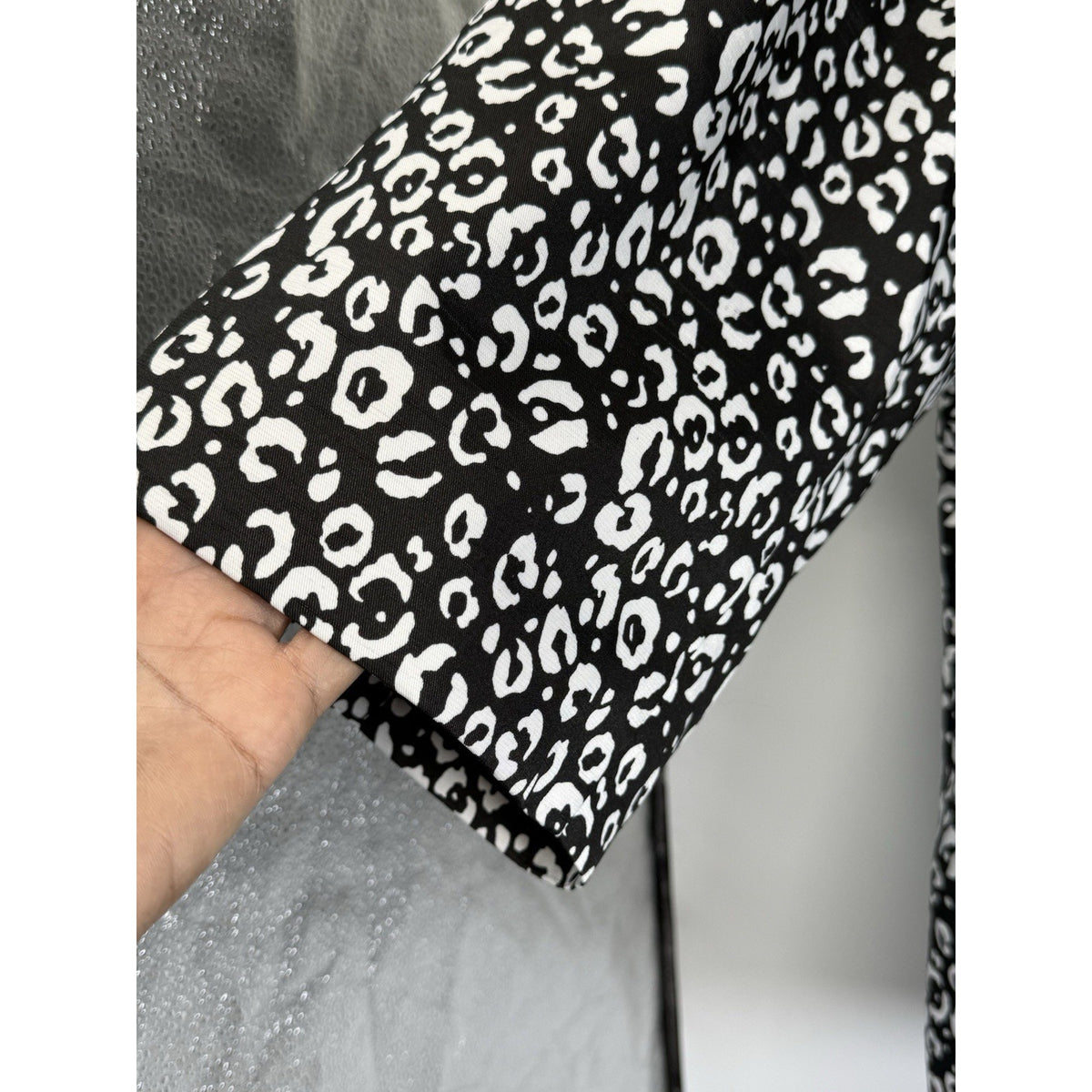 Added Dimensions Leopard Print Blazer 3X Black White Animal Print Jacket Chic