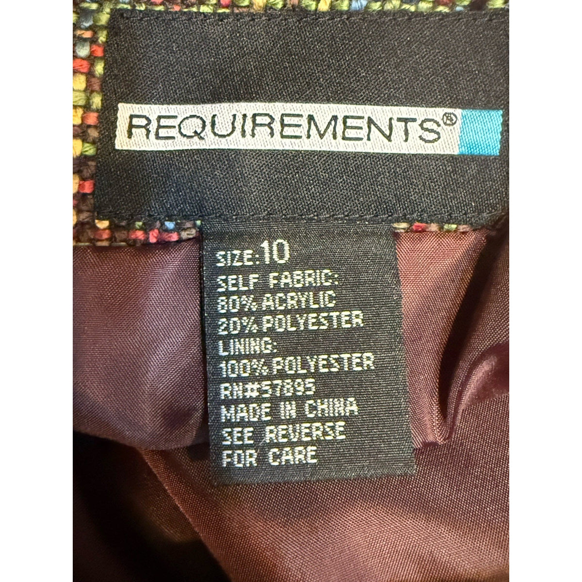 Requirements Multicolor Tweed Skirt Size 10 Flounce Hem Lined