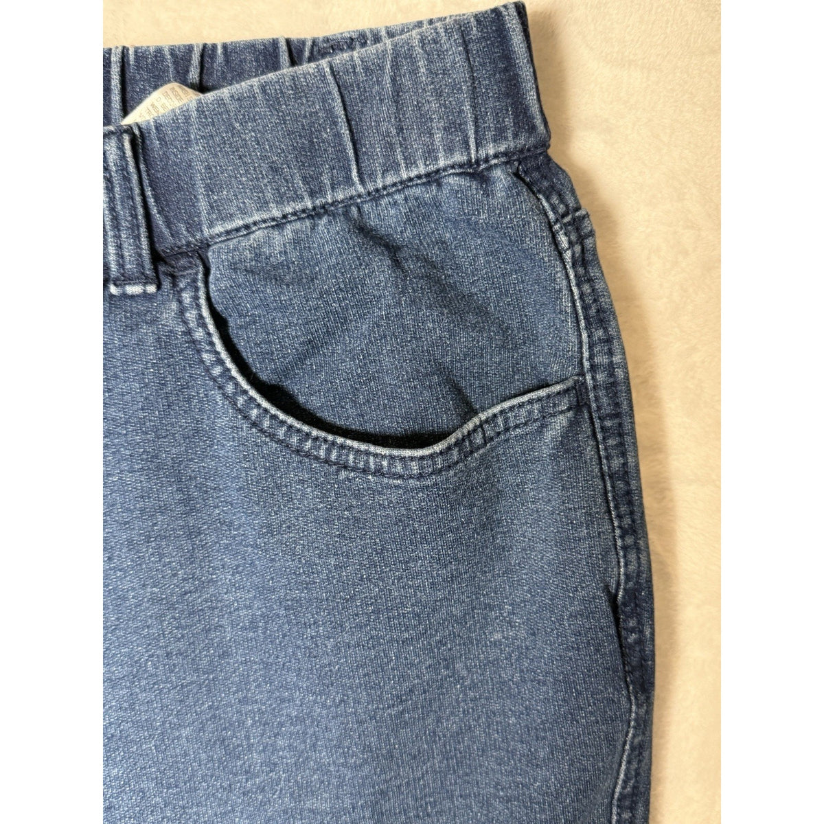 Quacker Factory DreamJeannes Jeans 1X Blue Rhinestone Heart Stretch Pull On