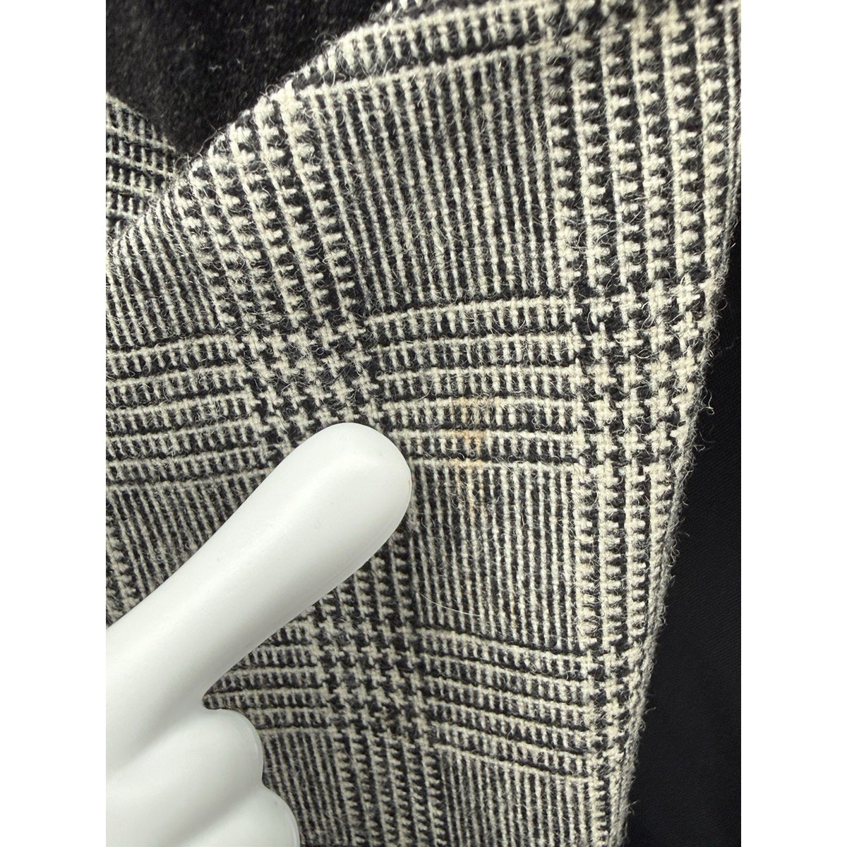 VTG Alfred Dunner 18W Glen Plaid Blazer Black Velvet Collar USA Dark Academia