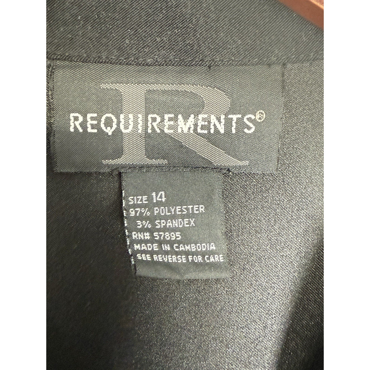 Requirements Black Button Front Long Sleeve Shirt/Jacket Size 14 Women