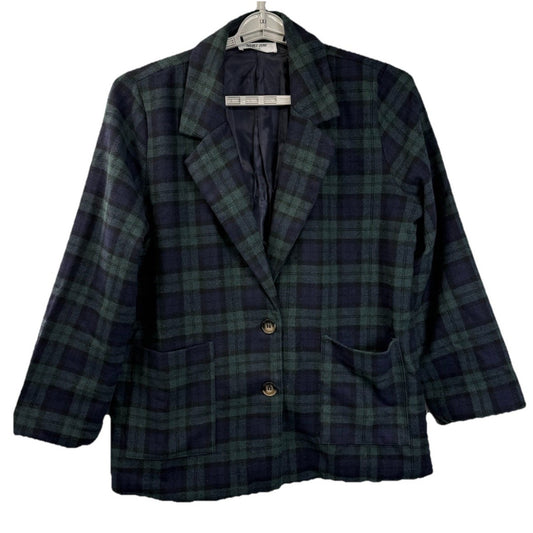Double Zero Plaid Linen Blend Blazer Jacket Women’s L Fully Lined
