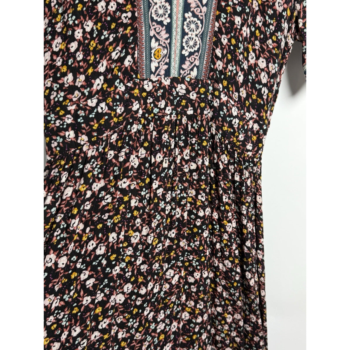 Knox Rose Gauzy Peasant Maxi Dress XS Empire Floral Print Boho Cottage Festival
