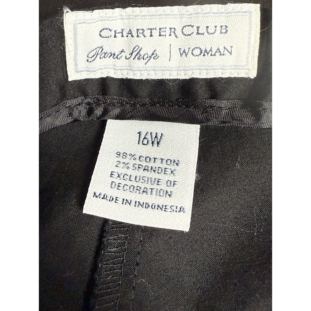 Charter Club Pants Shop 16W Black Cotton Capris Eyelet Hem Stretch Side Zip