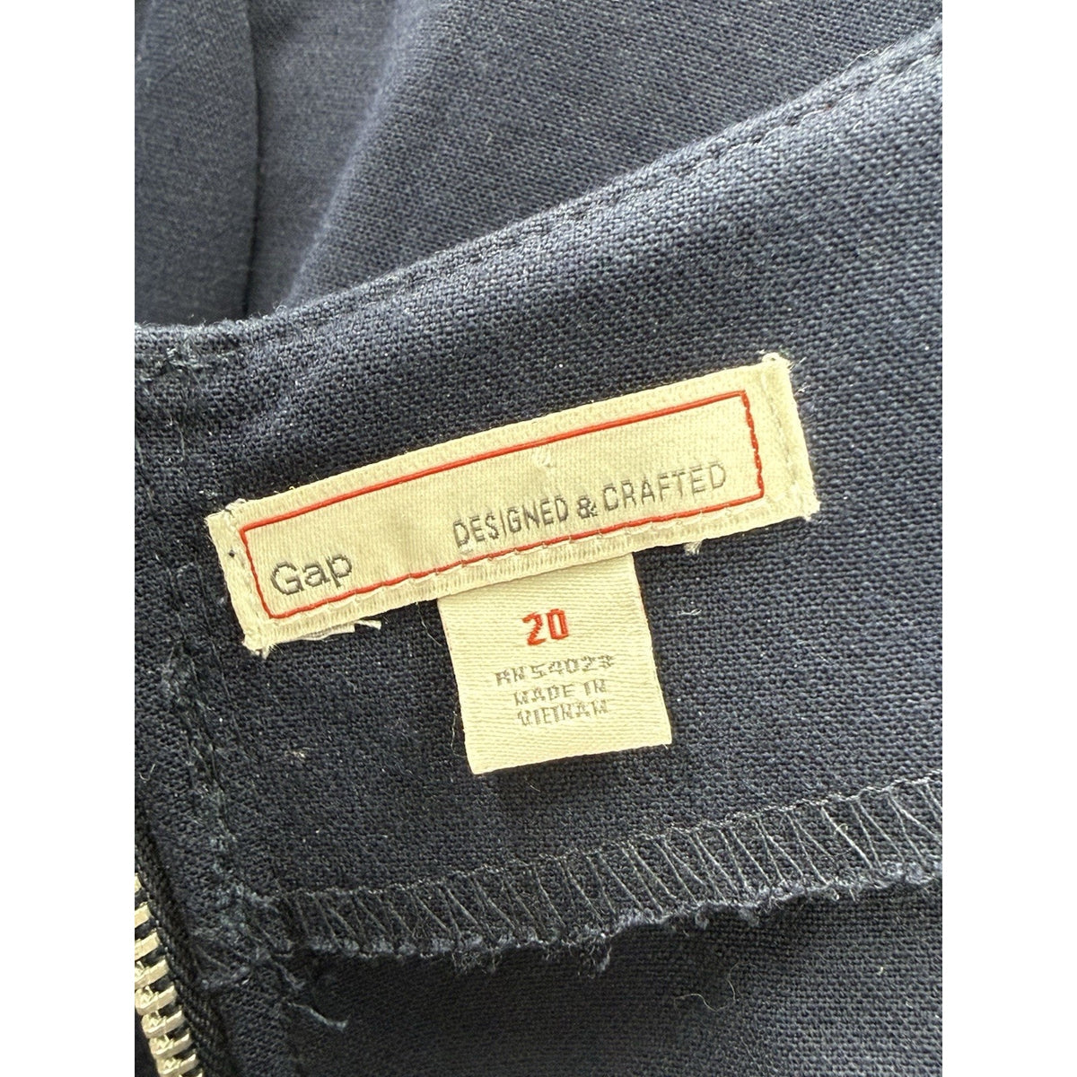 Gap Designed & Crafted Navy Shift Dress Size 20 3/4 Sleeve Back Zip Stretch