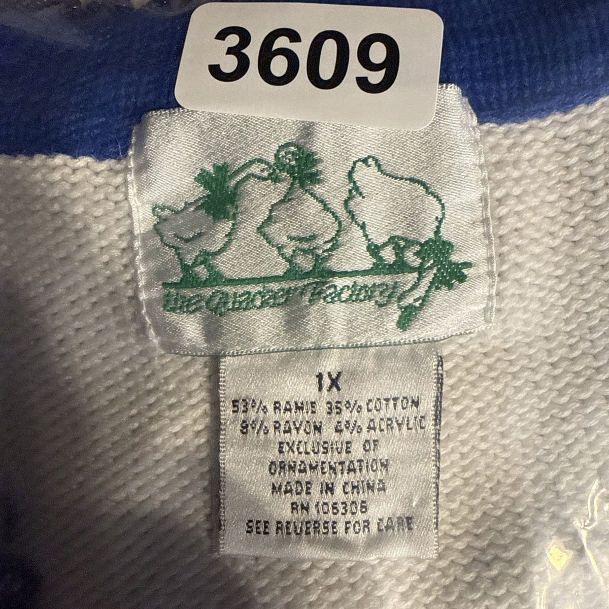 Quacker Factory 1X Nautical Crab Sweater Vest Cardigan White Blue Sequin Beach