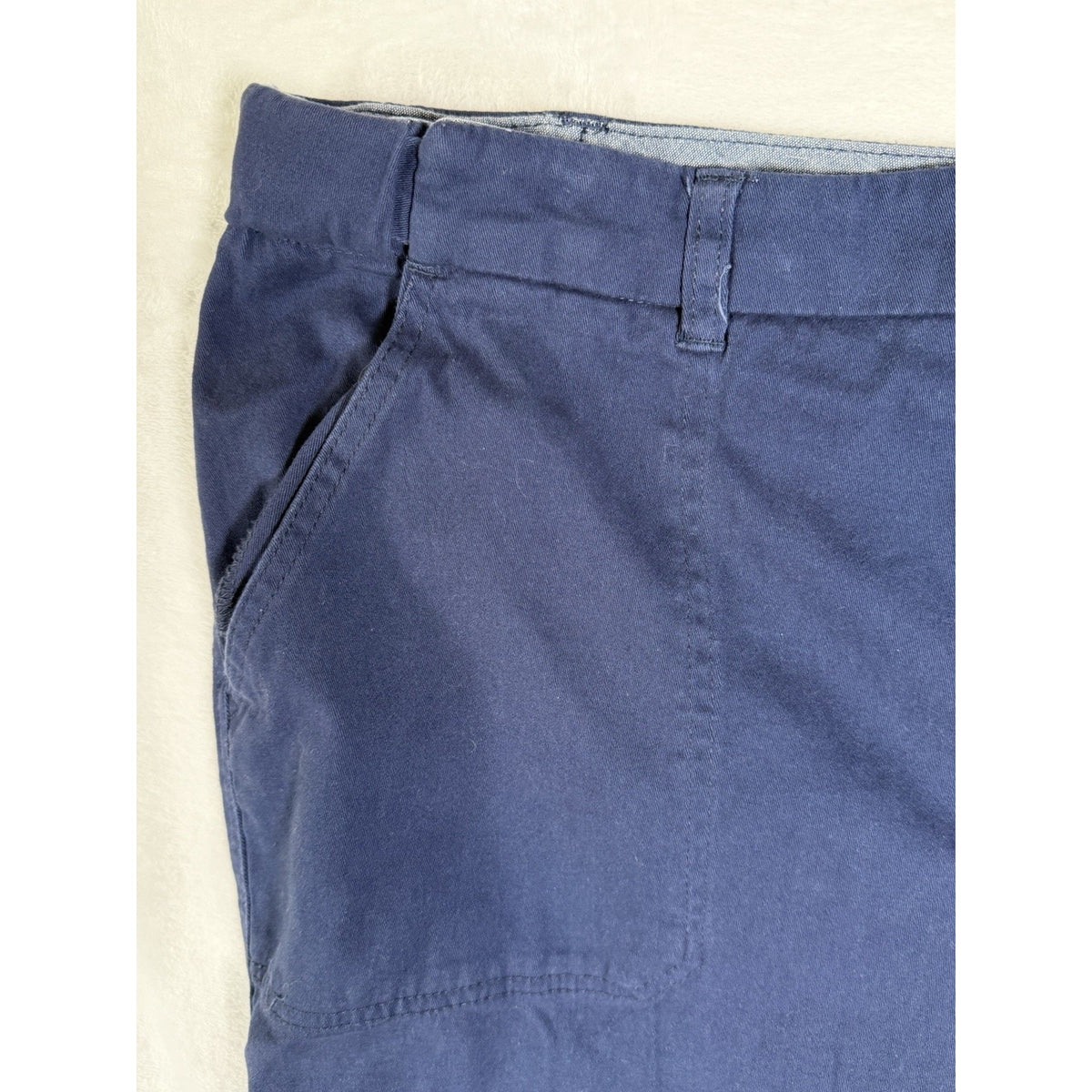 Woman Within Womens 24W Blue Stretch Capri Pants Cotton Plus Size Casual Pockets