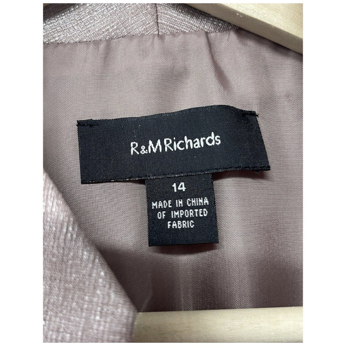 R&M Richards Shimmering , Metallic Bolero Evening Jacket Women’s Size 14 Mauve