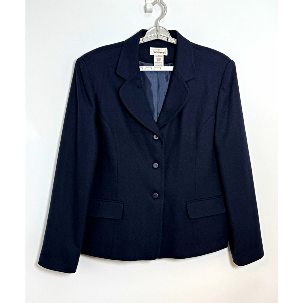 VTG Worthington Merino Wool Blazer Jacket Women 20T Navy Blue 90s Y2K 3-Button
