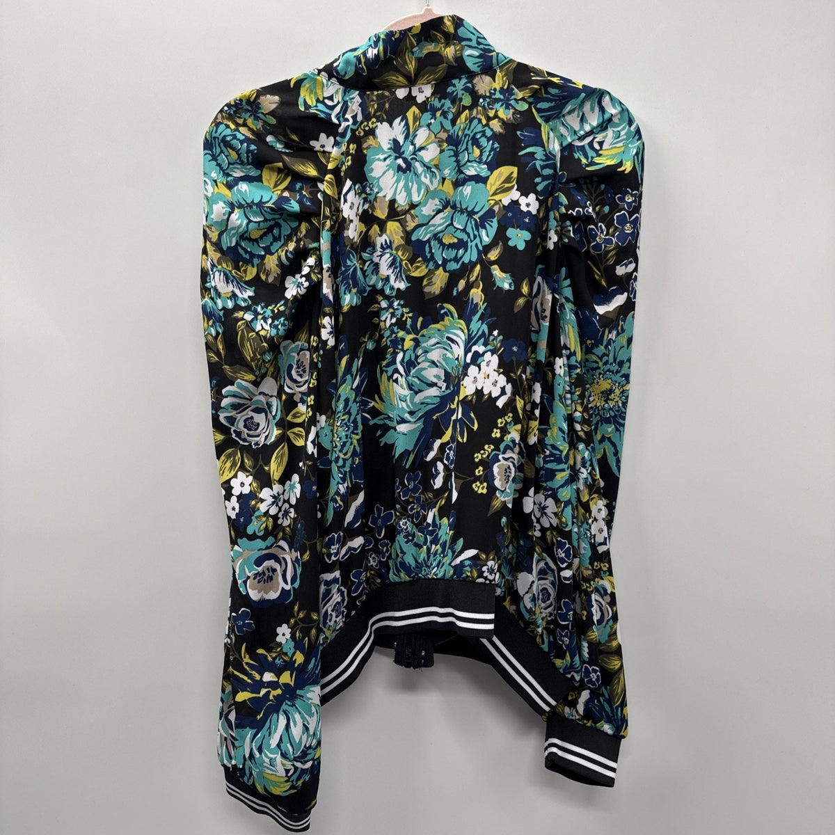 Ashley Stewart Plus Size 22/24 Floral Zip Front Bomber Jacket Mock Neck
